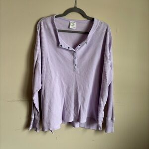 Aerie Light Purple Ribbed Long Sleeve Top
